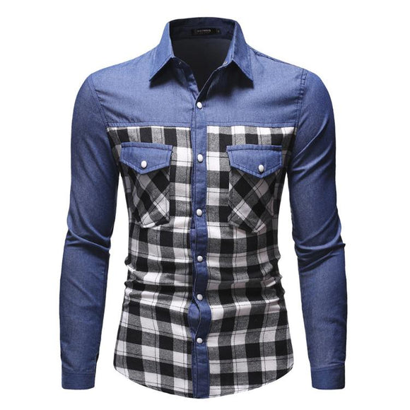 Men Long Sleeve Denim Shirt