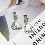 Fashion Simple Diamond Geometric Triangular Crystal Earrings