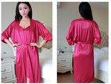 2Pcs/Set Sleeveless Strap Ice Silk Satin Night Dress