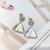 Fashion Simple Diamond Geometric Triangular Crystal Earrings