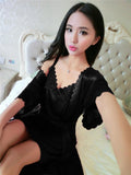 2Pcs/Set Sleeveless Strap Ice Silk Satin Night Dress