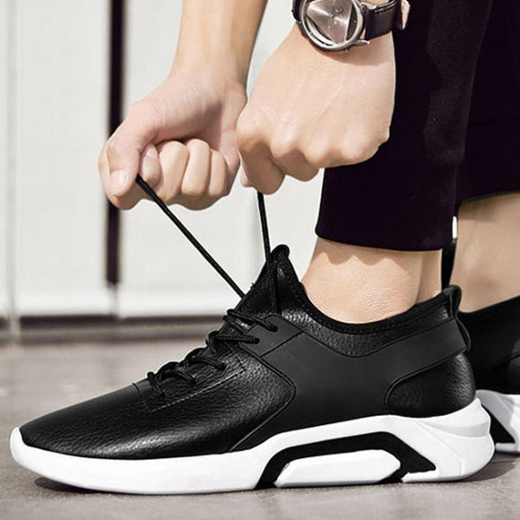Mens Shoes Casual Leather Black Sneakers