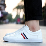 Men Male White Flat Shoes