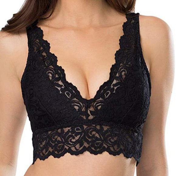 Sexy Women Bra Lace Deep V Bralette Wireless Underwear