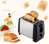 Mini Electric Toaster Stainless Steel 2 Slices Bread Baking