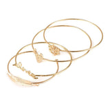 4pcs/set Alloy Bracelets for Gifts Fashion Women Love Heart Br