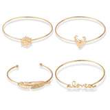 4pcs/set Alloy Bracelets for Gifts Fashion Women Love Heart Br