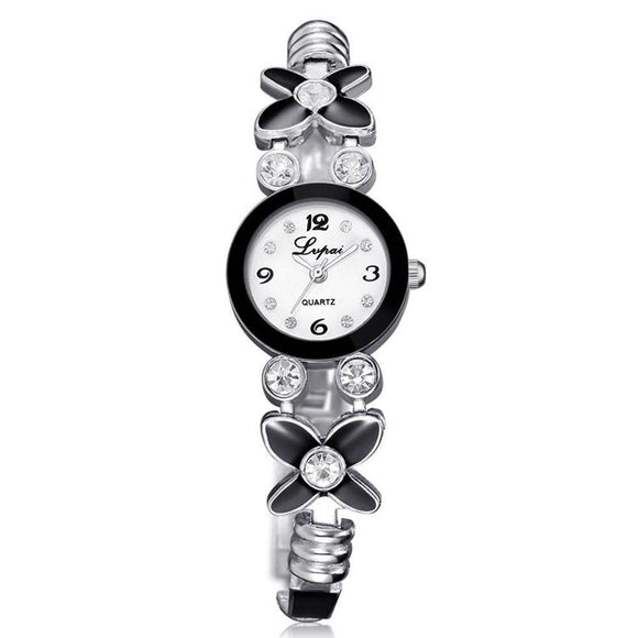 Fashion Ladies Women Unisex Stainless Steel Rhinestone Quartz