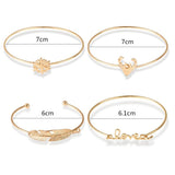 4pcs/set Alloy Bracelets for Gifts Fashion Women Love Heart Br